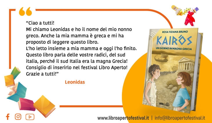 Leonidas ha appena finito di leggere Kairòs - "un giorno in Magna Grecia" di Rosa Tiziana Bruno e ha voluto subito consigliarlo agli amici di Libro Aperto.